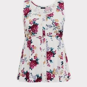 Torrid Sleeveless Floral Blouse - White and Pink